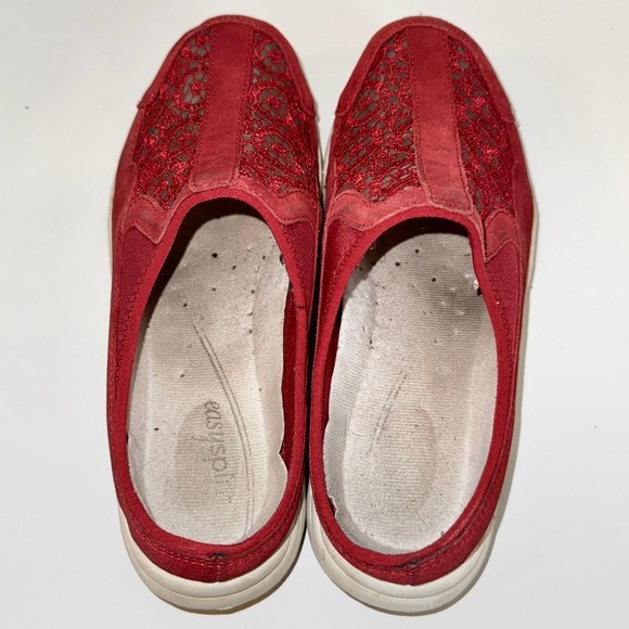 Red Easy Spirit “Travel Lace” Slip-On Comfort Clogs Mules, Sz 8 - Picture 7 of 12